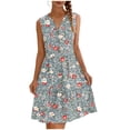 thumbnail image 2 of Gamivast Dresses for Women Sleeveless V Neck High Waist A-Line Midi Dress Floral Print Button Down Tiered Hem Flowy Casual Daily Summer Dresses Spring Dresses, 2 of 7