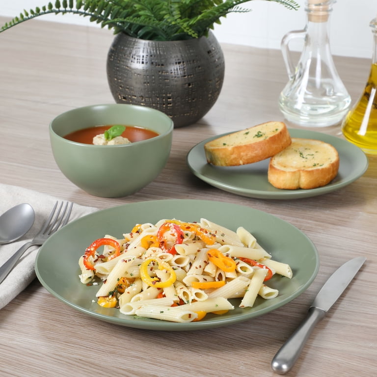 Gibson Home Queensland Green 12-Piece Stoneware Dinnerware Set