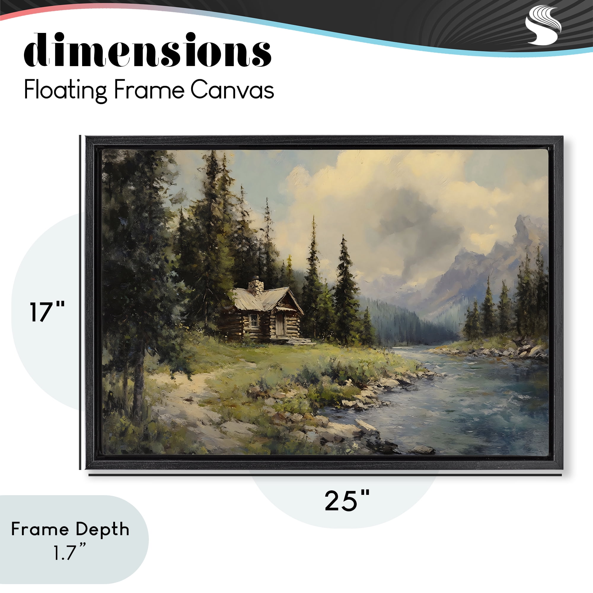 Stupell Industries Creek Cabin Riverside Retreat Black Framed Floater Canvas Wall Art, design by Franklyn Gregory
