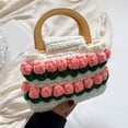 thumbnail image 4 of FENOHREFE Fashion Basket Bag Vintage Crochet Knitted Colorful Flower Small Bucket Bag Top Handle Handbag for Daily Use and Travel, 4 of 8