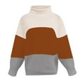 thumbnail image 4 of Lilgiuy Winter Women Knit Color Matching Round Neck Loose Casual Sweater Tops for Christmas Halloween, 4 of 5
