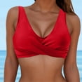 thumbnail image 2 of adviicd Women's Twist Front Bikini Top V Neck Push Up Padded Swimsuit Top Bathing Suits for Women Red, XL, 2 of 5