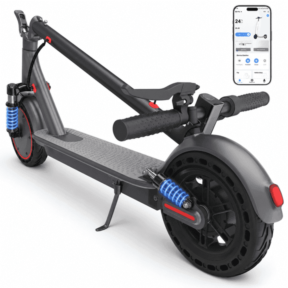 Foldable Electric Scooter for Adults, 350W Motor, 19 MPH Max Speed, 20 Mile Range, 10" Solid Tires, Dual Suspension
