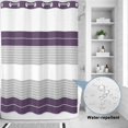 thumbnail image 2 of No Hook Shower Curtain, Purple Grey Stripe Shower Curtains for Bathroom with See Through Top Window, Modern Art Horizontal Striped Waterproof & Washable Bath Curtain Extra Long 72"x96", 2 of 9