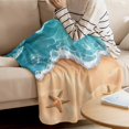 thumbnail image 2 of Fleece Blanket Watercolor Teal Ocean Beach Starfish Blankets, Soft Cozy Warm Flannel Throw Blanket, Abstract Sea Water Blanket for Bed Couch Sofa,40x50In, 2 of 9
