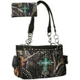 thumbnail image 1 of CRL683WC65SET-CAM - BRN Turquoise Cross Camouflage Western Shoulder Bag Wallet Set Brown Trim - Cam & Brown, 1 of 1