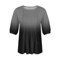 thumbnail image 5 of IYYVV Shirts For Women Puff Short Sleeve Pleated Dressy Casual Scooped Neck Summer Tops Blouses Fashion Clothes 2024 Dark Gray L, 5 of 6