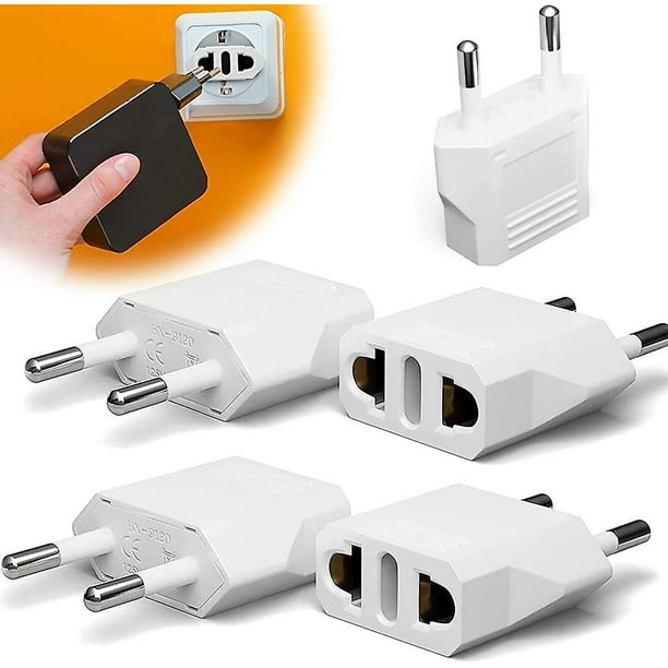 Adaptador de enchufe europeo, adaptadores de enchufe de salida de Europa, enchufe de alimentación de viaje Conector de alimentación universal Entrada de convertidor de enchufe de pared Enchufe de Europa / Asia (5 piezas, blanco Kuyhfg Bienvenido a Kuyhfg