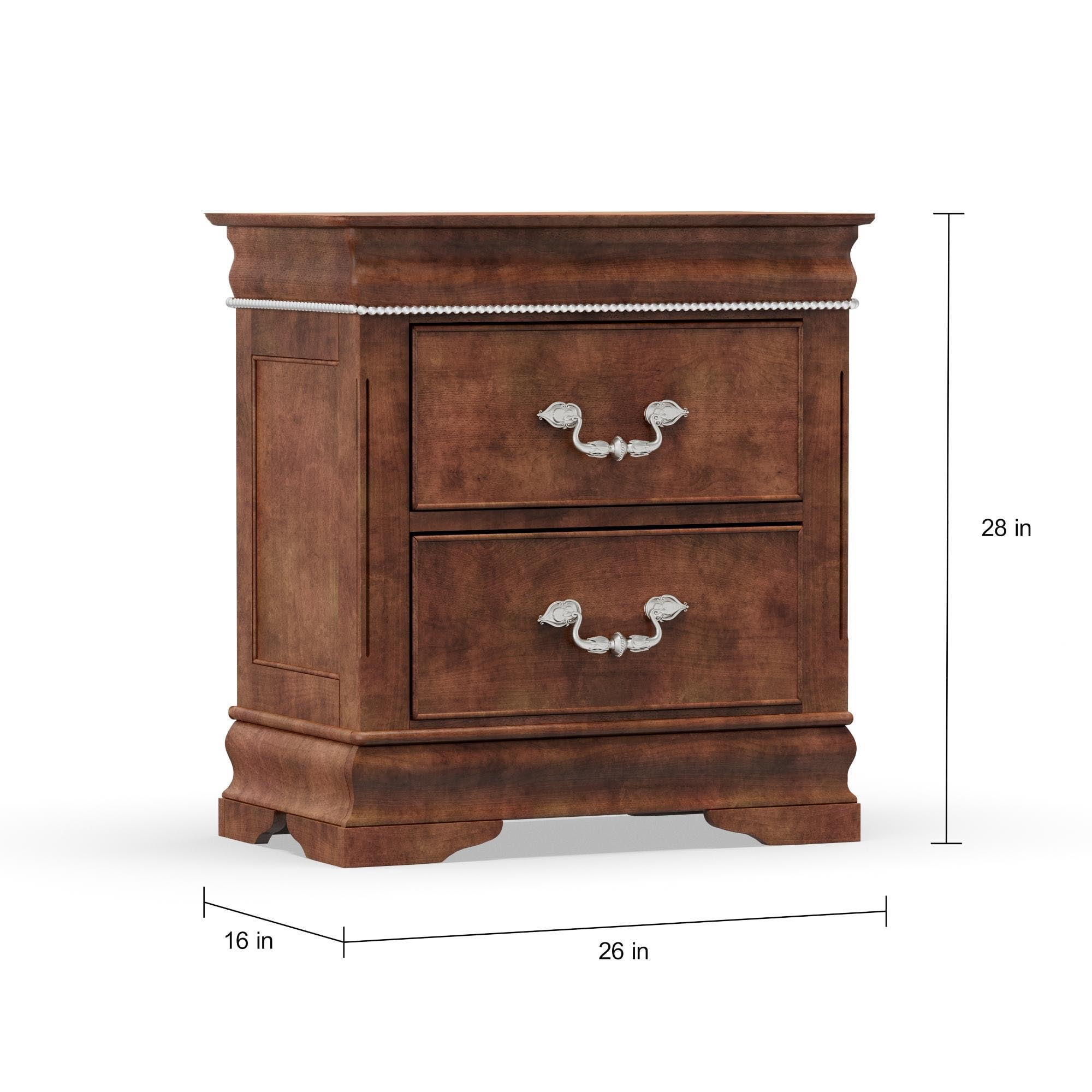 Furniture of America Leonora Traditional Nightstand with 2-Drawer, Cherry