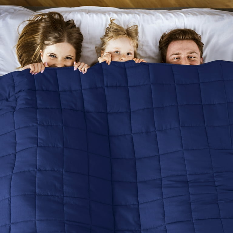 Teler Weighted Blanket for Adult 15lbs 48 x72 Twin Size Blue Cooling Breathable Heavy Blanket Walmart