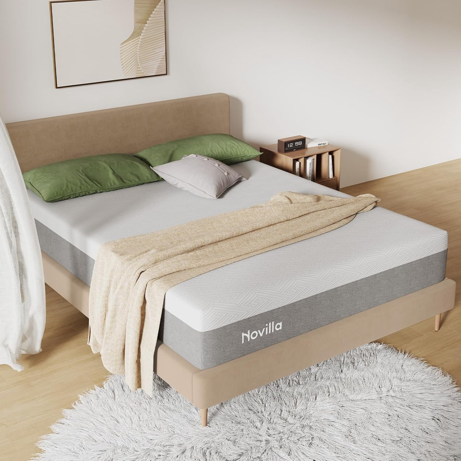 Novilla 12 Inch Queen Size Gel Memory Foam Mattress , Medium Firm Cool Sleep Mattress in aBox, CertiPUR-US Certified