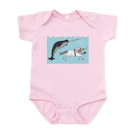 

CafePress - Narwhal Swimming With Unicorn Body Suit - Baby Light Bodysuit Size Newborn - 24 Months