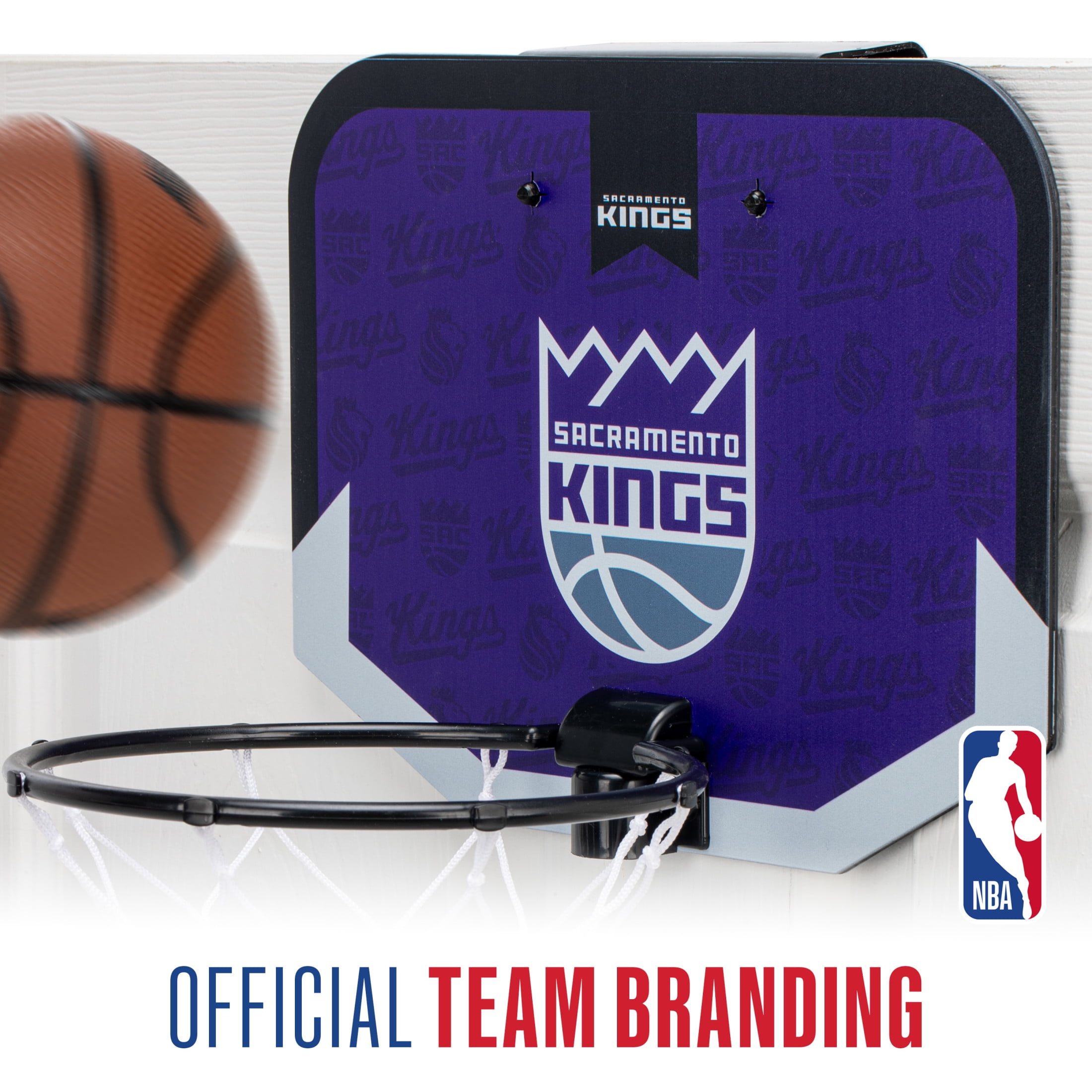 Franklin Sports NBA Sacramento Kings Mini Over the Door Basketball Hoop - Kids Indoor Mini Basketball Hoop with Basketball - NBA Fan Shop Mini Hoop for Bedroom + Office - Over the Door Mini Hoop Set