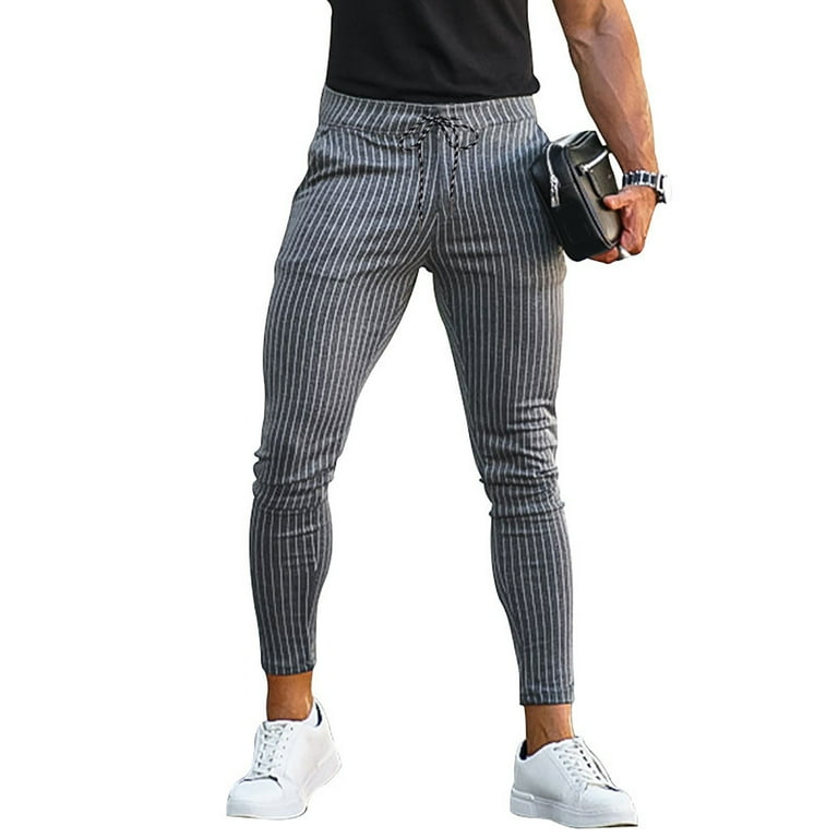 Dress Pants Mens Tight Checked Trousers Plaid Printed Dress Pants For Men's  Flat Front Stretch Slim