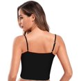 thumbnail image 2 of Mujeres Casual V Cuello Acanalado Top Arriba superpuesto Cami Superior Top sólido Top Negro M Negro M Xishao ropa, 2 of 2