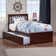 thumbnail image 1 of Mission Twin XL Platform Bed with Matching Footboard & Twin XL Trundle in Walnut, 1 of 14