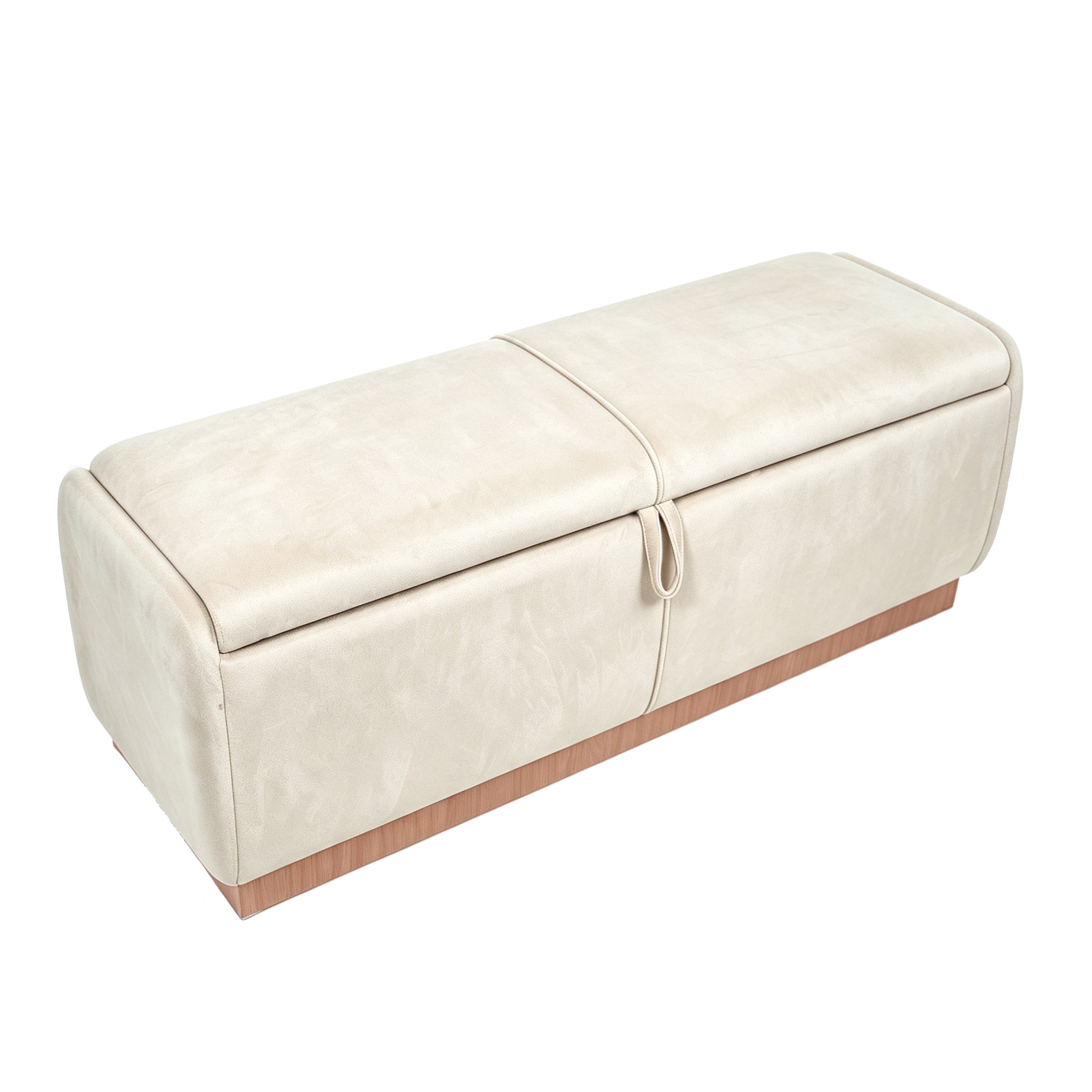 Euroco 47.2" Storage Ottoman Bench,Upholstered Footrest Entryway Bench, End of Bed Bench for Living Room Bedroom,Beige