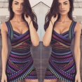 thumbnail image 1 of Mode Femmes Bandage Sexy Bodycon Sans Manches V-Cou Parti Cocktail Club Courte Mini Robe Élégante Gaine Femmes Mini Robes, 1 of 5