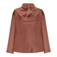 thumbnail image 5 of Stamzod Satin Shirts for Women 2026 Officewear Summer Cowl Neck Long Sleeve Work Tops Spring Dressy Casual Silk Blouse for Women Watermelon Red C S, 5 of 6