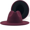 thumbnail image 3 of Sombrero de copa de lana de color exterior, color camello interior, sombrero rojo estilo jazz, sombrero de fieltro de cachemira, 3 of 6