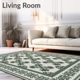 thumbnail image 2 of ODIKA 4'x6' Machine Washable Non-Slip Area Rug, Venetian Brocade Majesty Worn Enchantment Dignified Adornment High Traffic Rug, Ivory, 573601, 2 of 7