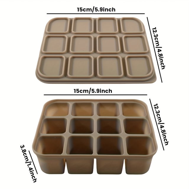 Bandeja de Hielo de Silicona de 12 Cubos con Tapa, Molde Flexible - Liberación Fácil de Hielo para Whiskey/Roostertail Transparente, Caldo y Preparación de Comidas, Apto para Lavavajillas/Horno y R...