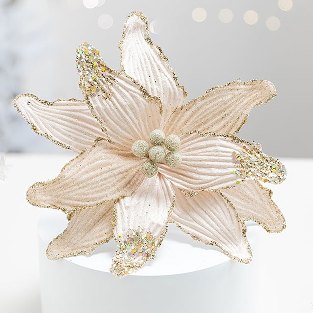 Adornos navideños, 1 unidad. Flores artificiales de tela para decorar el árbol de Navidad. Ideales para bodas, fiestas, salones y otras decoraciones navideñas. Regalos navideños. Decoraciones textiles