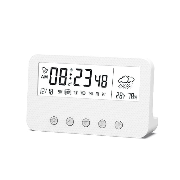 Toystoory Reloj despertador Digital de escritorio para dormitorio, temporizador de cuenta regresiva, medidor de temperatura y humedad, Decoración del hogar Blanco Tipo 1