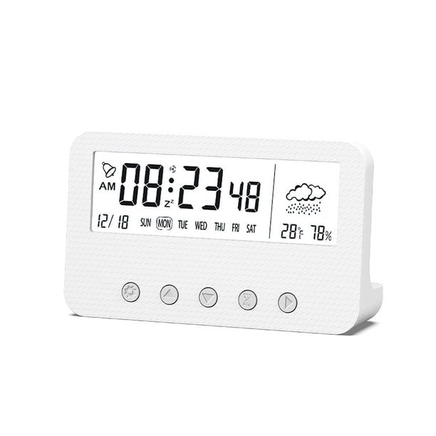 Inteprter Reloj despertador Digital de para dormitorio, temporizador de cuenta regresiva, medidor de temperatura y humedad, suministros para el Decoración del hogar Blanco Tipo 1