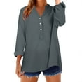 thumbnail image 4 of Holzkary Womens Button Down Shirts Long Sleeve Cotton Linen Gauze Tops Casual Collared Blouses Loose Fit Loose Shirt Top Stand Solid Color Sleeve Collar Shirt Shirt Dark Grey Xxl, 4 of 9