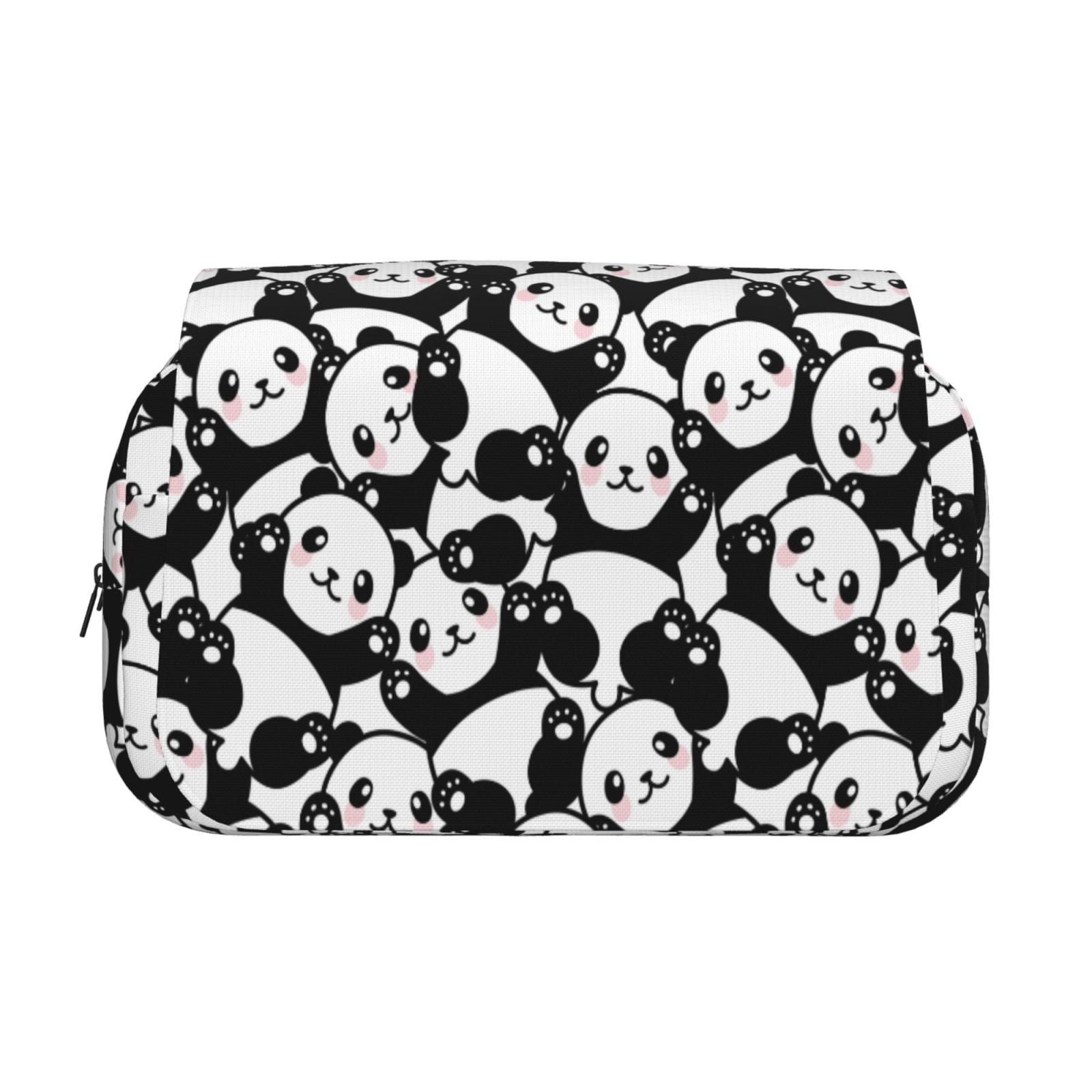 Rateoe Cute Panda (3) Pattern Double Clamshell Pen Case, Storage Organizer with Two Zipper Compartments– Holds Up to 50 Pencils & Pens