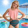 thumbnail image 2 of lnmuld High Elasticity Nylon Girls Swimsuit Two-Piece Set for Water Play and Swimming Color:Pink,Size:8-9 Years, 2 of 4