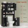 thumbnail image 3 of Frhnenha Over The Toilet Storage Cabinet with Pulley, Bathroom Storage Cabinet with Adjustable Shelf and Open Shelf for Bathroom, Restroom, Laundry, Black, 3 of 8