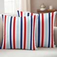 thumbnail image 2 of Red Blue Stripe Outdoor Pillow Covers 26x26 Set of 2,Waterproof Patio Throw Pillowcase Protectors,Gradient Geometric White Vertical Striped Decorative Pillow Shams Cushion Covers for Seat Bed Couch, 2 of 8