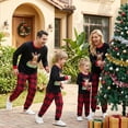 thumbnail image 4 of Family Matching Christmas Set Reindeer Print Long Sleeve Round Neck Tops Plaid Pant, 4 of 7