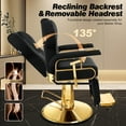 thumbnail image 6 of Baasha Comfortable Reclining Salon Chair with Removable Headrest, Elegant Cream and Gold Barber Chair with Heavy Duty Steel Frame, Adjustable Headrest & Lumbar Support, Weight Capacity 440 lbs, 6 of 9