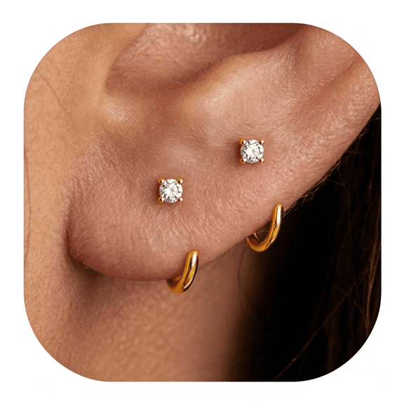DESIGNICE Backless Earrings for Women Titanium No Back Half Huggie Hoop Earrings Poke Free Cartilage Piercing Jewelry,Comfortable Backless Earrings
