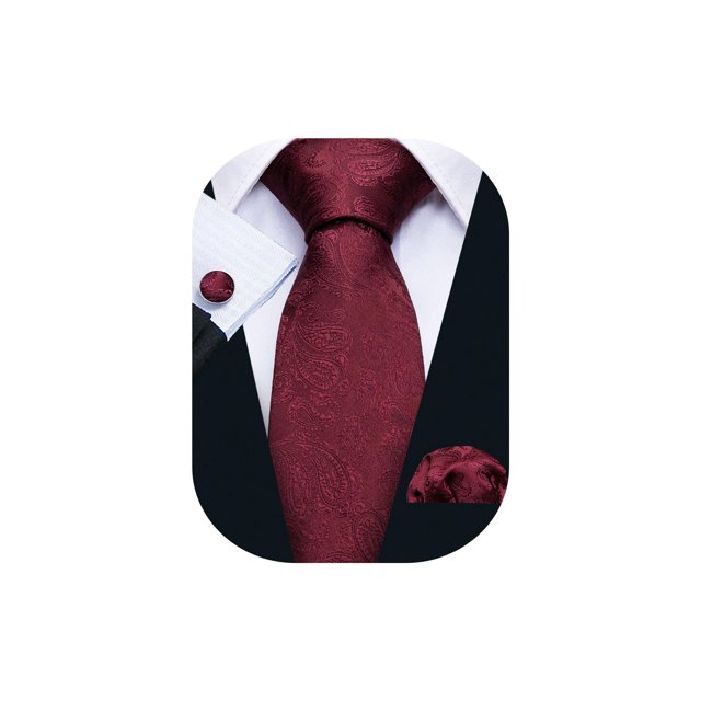 Conjunto de corbatas Barry.Wang de seda de cachemir rojo vino para hombre, 150 cm