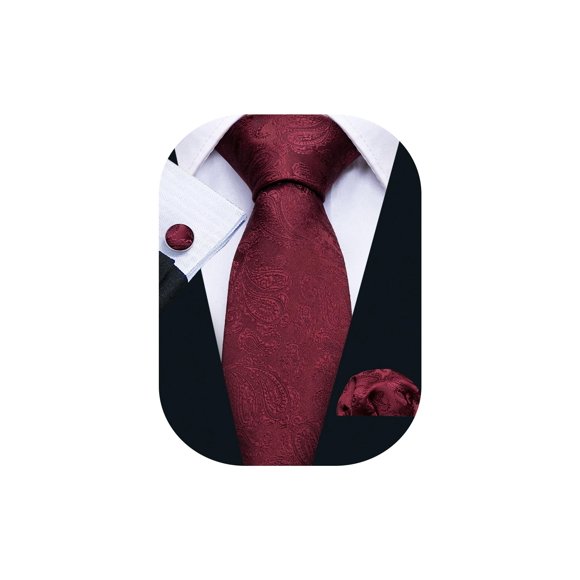 Conjunto de corbatas Barry.Wang de seda de cachemir rojo vino para hombre, 150 cm