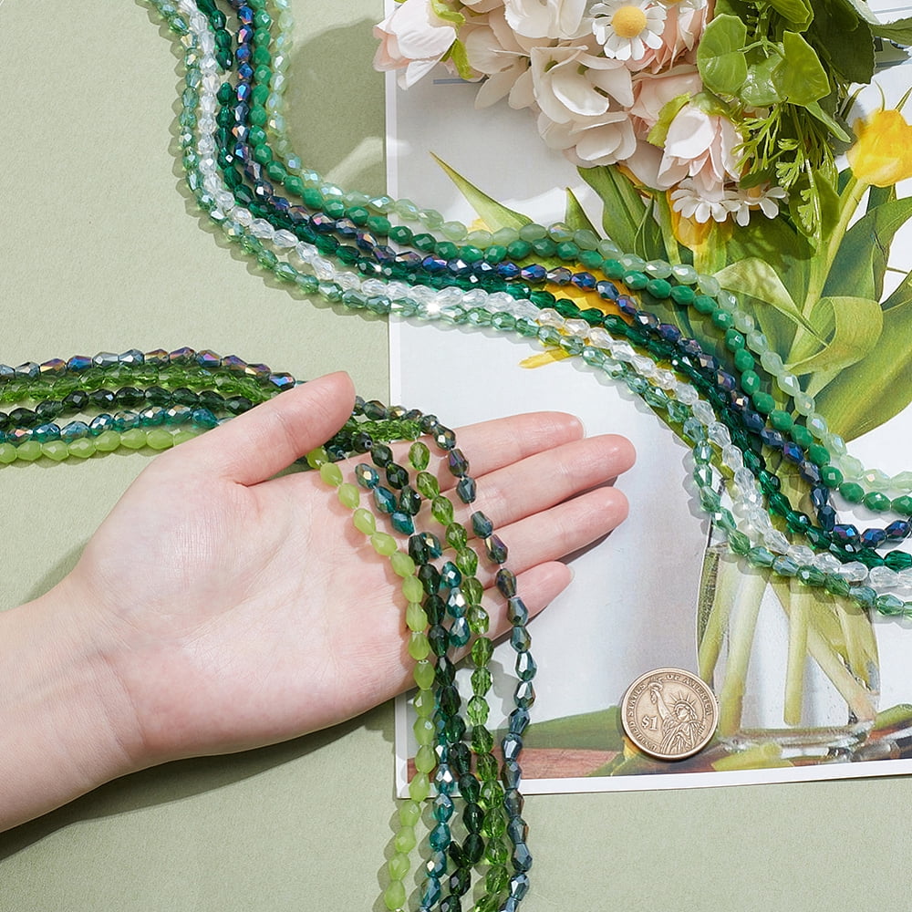 11 Strands 11 Colors Mixed Styles Glass Beads Strands Faceted Teardrop Green 8x6mm Hole: 1.2mm about 65~67pcs/strand 20.08 inch(51cm)