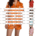 thumbnail image 3 of Women Halloween 2 Piece Pajama Sets, Button Down Short Sleeve Sleepwear, Ghost Pumpkin Print Shirts and Shorts, 3 of 4