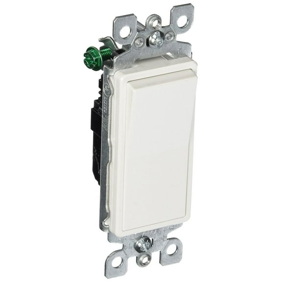 Leviton Decora Rocker Switch 5601-2WM - 15 Amp 120/277V Single Pole AC Quiet - 6 Pack, White