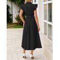 thumbnail image 4 of Vestido ZESICA 2025 de verano con botones bohemio, cuello en V, cuello en V, negro para mujer, 4 of 7