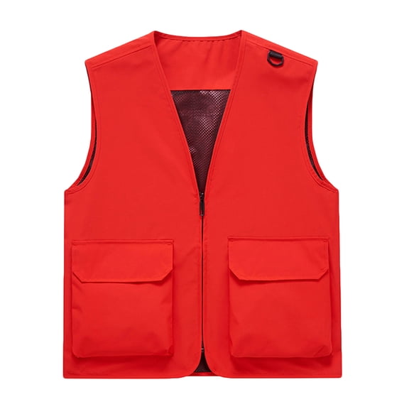 Men's Utility Fishing Vest Outdoor Sleeveless Zipper Up Cargo Deep Pockets Jacket, Mesh Liner Lightweight Breathable V Neck Workwear for Photography & Hiking Camping Travel