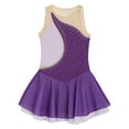 thumbnail image 3 of Yartina Kids Girls Mesh Splice Ballet Dance Tutu Dress Ice Skating Competition Costume Leotard Purple 16, 3 of 7