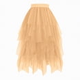 thumbnail image 5 of mgoYE Women's Tulle Tutu A-line Midi Skirt Tiered Layered High Elastic Waist Ballet Prom Party Irregular Mesh Skirt(Beige,XL), 5 of 7