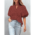 thumbnail image 5 of Women'S Summer Tops 2025 Dressy Casual Short Sleeve V Neck Buttons Hollow Out Lace Embroidered Blouses Shirts, 5 of 7