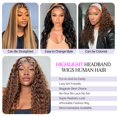 thumbnail image 3 of Peluca con diadema iesste Highlight Ombre, 35 cm de profundidad, cabello humano ondulado, 3 of 6