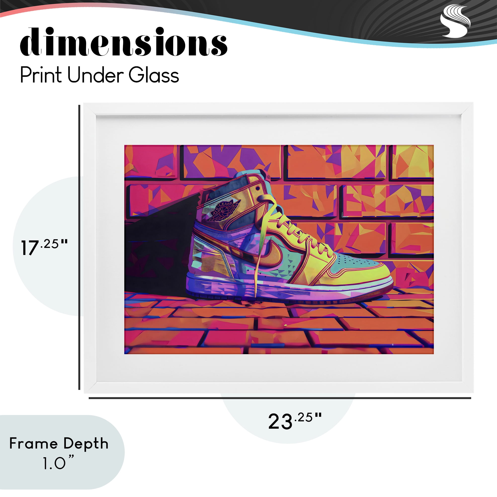 Stupell Industries Sneaker with Vibrant Geometric Hues White Framed Print Under Glass, design by Creative Studio