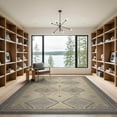 thumbnail image 2 of ODIKA 9'x12' Washable Area Rug Herringbone Farmhouse Boho Geometric Door Striped Border Vintage for Great Room, Indoor Concept, Large Living Low Pile, Flatwoven, 2 of 7